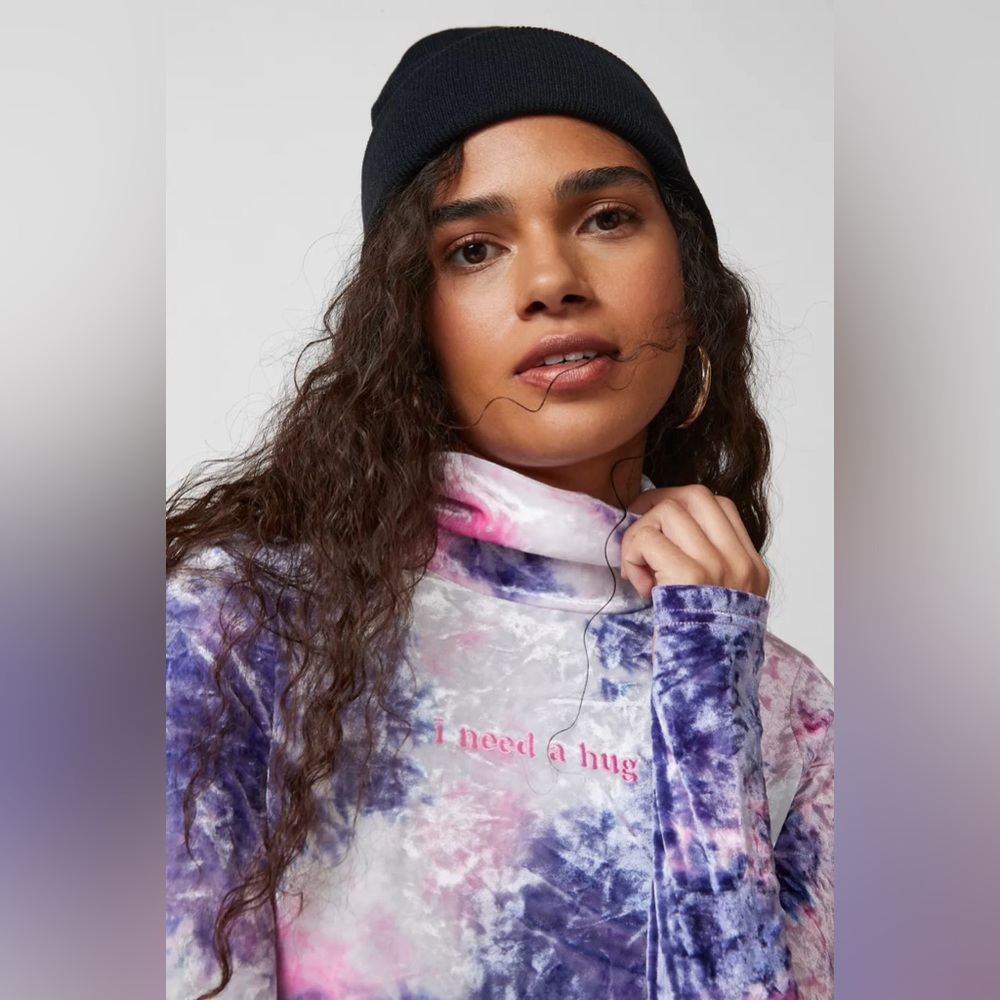 Teddy Fresh Need A Hug Velour High Neck Top NWT